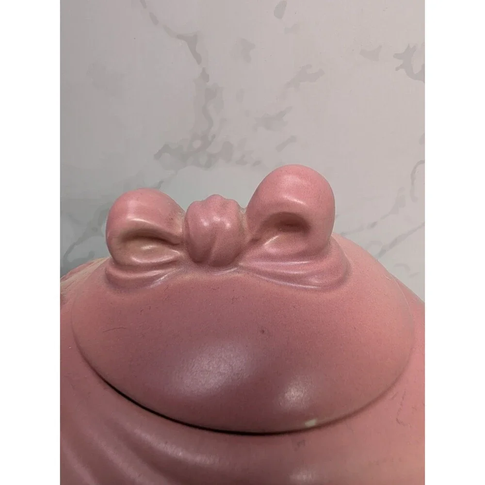 Hull Pottery Art U.S.A. E-20 Pink Bow Knot Teapot with Lid Matte Finish E-20